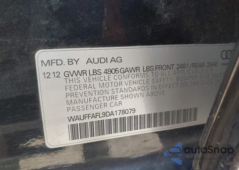 2013 Audi A4 Premium Plus из США, поврежденный, VIN WAUFFAFL9DA178079